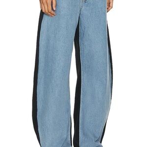 Lioness Blue and Black Women Barrel Jeans